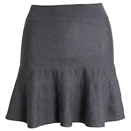 Stella Mc Cartney-Stella McCartney Knitted Fluted Mini Skirt in Grey Wool-Grey