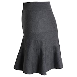 Stella Mc Cartney-Stella McCartney Knitted Fluted Mini Skirt in Grey Wool-Grey