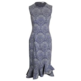 Erdem-Erdem Louisa Fluted Midi Dress in Blue Polyester-Other,Python print