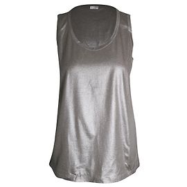 Canotta Brunello Cucinelli in cotone argento metallizzato Argento