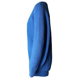 Balenciaga-Balenciaga V-Neck Oversized Sweater in Blue Cotton-Blue