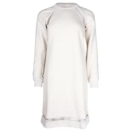 Chloé-Chloe - Robe courte sweat-shirt à découpes en coton crème-Blanc,Écru