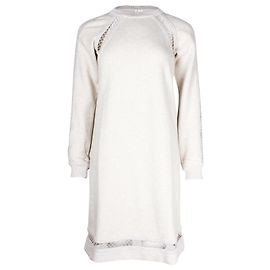 Chloé Chloe - Robe courte sweat-shirt à découpes en coton crème Blanc Écru
