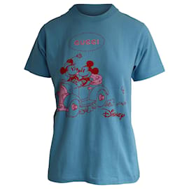 Gucci-T-shirt graphique Gucci x Disney Minnie & Mickey Logo en coton bleu-Bleu