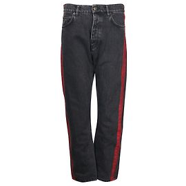 Balenciaga Jeans de mezclilla con detalle de rayas rojas en algodón negro Negro