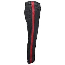 Balenciaga-Jeans Balenciaga Denim con Dettaglio Striscia Rossa in Cotone Nero-Nero