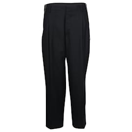 Balenciaga-Pantalones Balenciaga con detalle de cremallera lateral en lana virgen negra-Negro