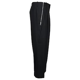 Balenciaga-Pantalone Balenciaga con Dettaglio Zip Laterale in Lana Vergine Nera-Nero