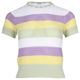 Sandro-Sandro Ninon Striped Short Sleeve Sweater in Multicolor Viscose-Multiple colors