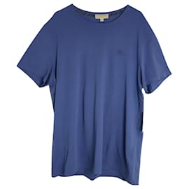 Burberry-Burberry Crewneck T-Shirt in Blue Cotton-Blue