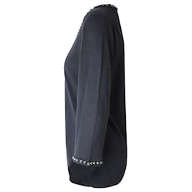 Burberry-Burberry Chemise en maille cloutée à manches longues en laine noire-Noir