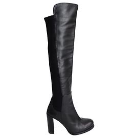 Stuart Weitzman Hijack Knee-Boots in Black Leather Black
