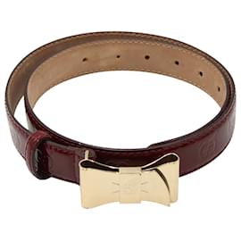 Gucci-Gucci Bow Buckle Belt 95 cm in Red Patent Leather-Red