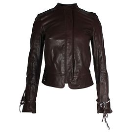 Hugo Boss Jaqueta Boss com Detalhes Trançados em Couro Marrom Marrom