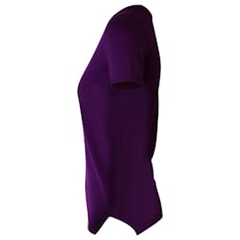 Yves Saint Laurent-Yves Saint Laurent Top en maille à encolure carrée en laine violette-Violet