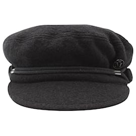 Maison Michel-Maison Michel Abby Baker Boy Hat in Black Wool-Black