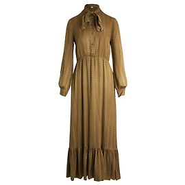 VESTIDO LARGO Gucci GG Jacquard en Seda Dorada Dorado