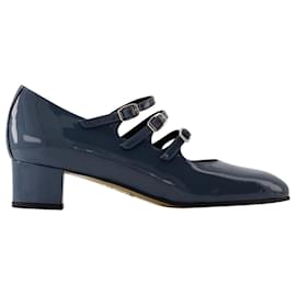 Carel-Kina Pumps – Carel – Lackleder – Graublau-Blau