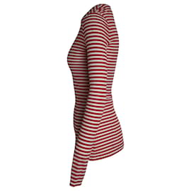 Max Mara-Max Mara Striped Long Sleeve Top in Red and White Viscose-Red
