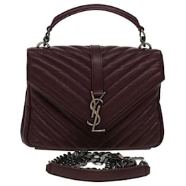 Saint Laurent-SAINT LAURENT Bolso de hombro con cadena Piel Rojo 487213 autenticación 44989EN-Roja