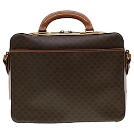 Céline-CELINE Macadam Canvas Briefcase PVC Leather 2way Brown Auth ki3039-Brown