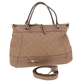 Gucci-GUCCI Sac à main Guccissima en toile GG 2Way Sac à Bandoulière Beige 269894 Auth e3730-Beige