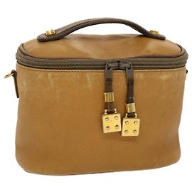 LOEWE Vanity Kosmetiktasche Leder Beige Auth 44571 Beige