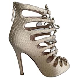 Giambattista Valli Python Ankle Boots Beige Beige