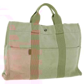 Hermès-HERMES Her Line MM Tote Bag Canvas Orange Auth3718-Beige