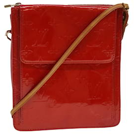 Louis Vuitton-LOUIS VUITTON Monogram Vernis Motto Accessoire Pochette Rouge M91137 Auth LV 44602-Rouge
