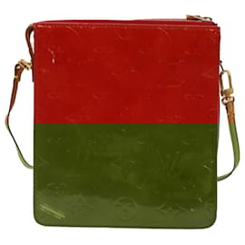 Louis Vuitton-LOUIS VUITTON Monogram Vernis Motto Accessory Pouch Red M91137 LV Auth 44602-Red