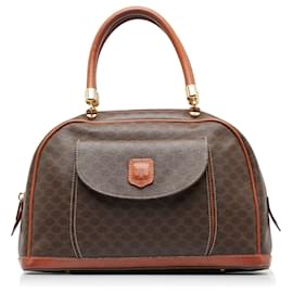 Céline-Celine Brown Macadam Handbag-Brown