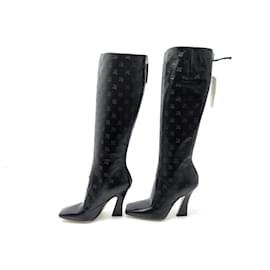 Fendi-NEW FENDI SHOES STIVALE KARLIGRAPHY BOOTS 8W7041 38.5 LEATHER BOOTS-Black