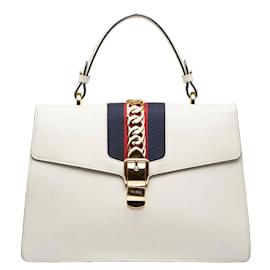 Gucci-Mittelgroße Sylvie-Tasche mit Griff oben 431665-Weiß