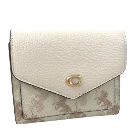 Coach Portafoglio Wyn in tela con carrozza e cavalli C3161 Bianco