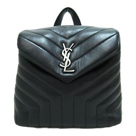 Yves Saint Laurent Mochila Loulou de couro acolchoado Preto