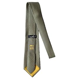 Hermès-Vintage silk logo tie-Multiple colors