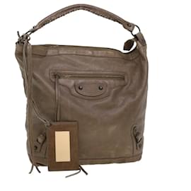 Balenciaga-BALENCIAGA The Day Shoulder Bag Leather Brown 140442 Auth yk7279-Brown