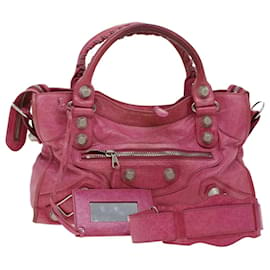 Balenciaga-BALENCIAGA The Giant City Hand Bag Leather 2way Pink 173084 auth 44796-Pink