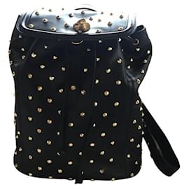 Alexander Mcqueen-***Alexander McQueen Leather Padlock Studded Backpack-Black,Gold hardware