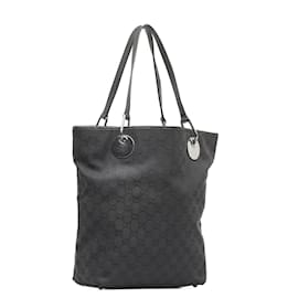 Gucci-Gucci GG Canvas Eclipse Tote Bag Canvas Tote Bag 120836 in Fair condition-Black
