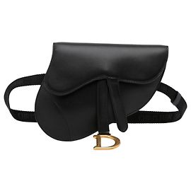 Dior Sattelgürteltasche aus schwarzem Leder Schwarz