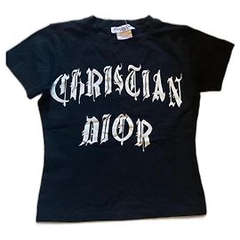 Camiseta Christian Dior Negra de Algodón Talla 40 Negro