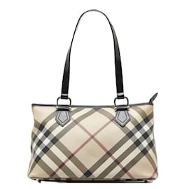 Burberry-Burberry Nova Check Canvas Tote Bag Canvas Tote Bag in Excellent condition-Beige