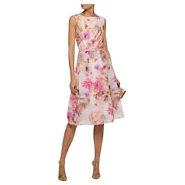 Autre Marque-MIKAEL AGHAL Womens Pink Floral Print Fit & Flare Organza Dress UK 8 US 4 EU 36-Pink,Peach