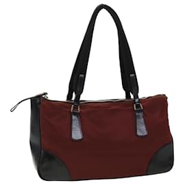 Prada-PRADA Shoulder Bag Nylon Leather Red Auth yb140-Red