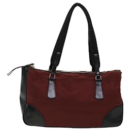 Prada-PRADA Shoulder Bag Nylon Leather Red Auth yb140-Red