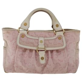 Céline-CELINE C Macadam Canvas Hand Bag Leather Pink Auth yb138-Pink