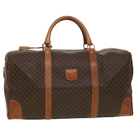 Céline-CELINE Macadam Canvas Boston Bag PVC Leather Brown Auth uy133-Brown