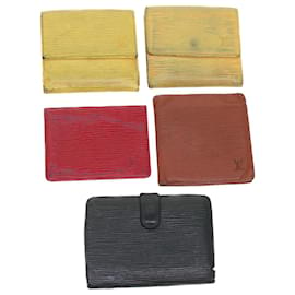 Louis Vuitton-Louis Vuitton Epi Wallet 5Set Red Yellow Black LV Auth 45020-Black,Red,Yellow